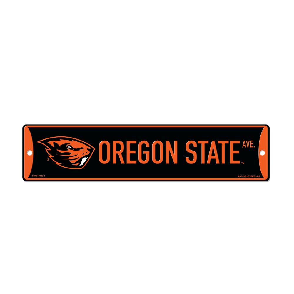 Rico Industries NCAA Oregon State Beavers Black 4" X 17" Plastic Street Sign