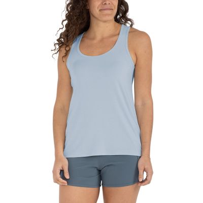 Free Fly Women's Motion Racerback Tank - Moisture Wicking Bamboo Viscose Breathable Active Tank with Sun Protection UPF 50+ - Cays Blue, X-Small