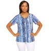 Alfred Dunner Women's Animal Stripe Tee Size S Navy/White view 1