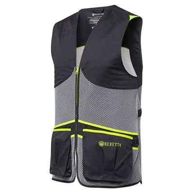 Beretta Unisex Full Mesh Shooting Vest - Breathable Lightweight Competition Vest with Cartridge Pockets & Comfortable Fit, Ebony & Ice Gray, XX-Large