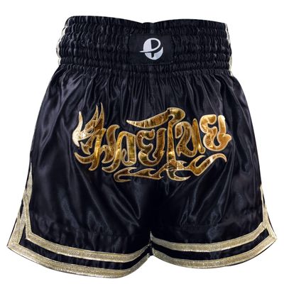 UFG PRO - Elite Series Muay Thai Short - Boxing MMA Muay Thai Training & Fight (as1, Alpha, l, Regular, Regular, Black Gold)