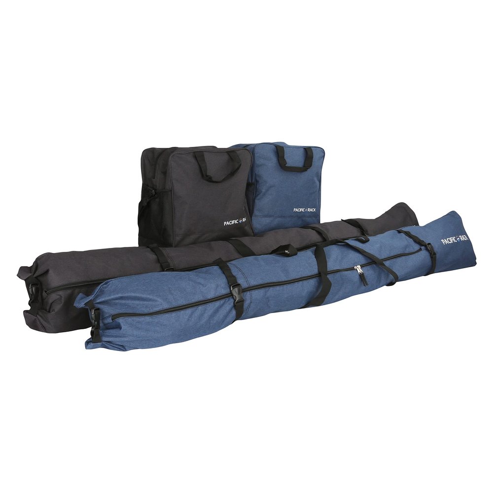 Green Hills Pacific Rack Ski and Boot Bag Combo - Black & Blue - 2 Sets Ideal for Vehicle and Cargo Box Storage and Transport