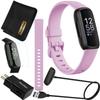 Fitbit Inspire 3 Health & Fitness Activity Tracker (Lilac Bliss) with Workout Intensity, Sleep Tracking, Heart Rate, 2 Bands, 3.3foot Charging Cable, Wall Adapter, Screen Protectors & PremGear Cloth view 1