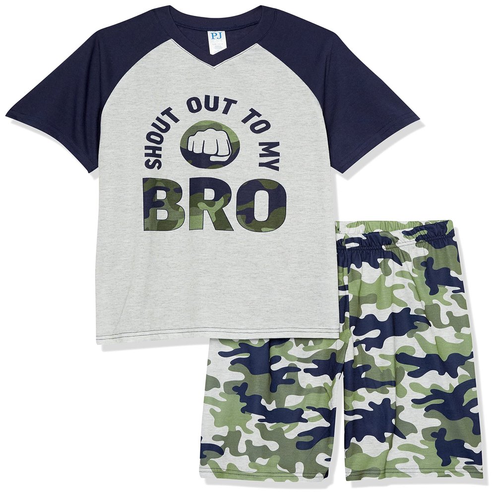 The Children's Place,Short Sleeve Top and Shorts 2 Piece Pajama Sets,Shout out Bro,XX-Large