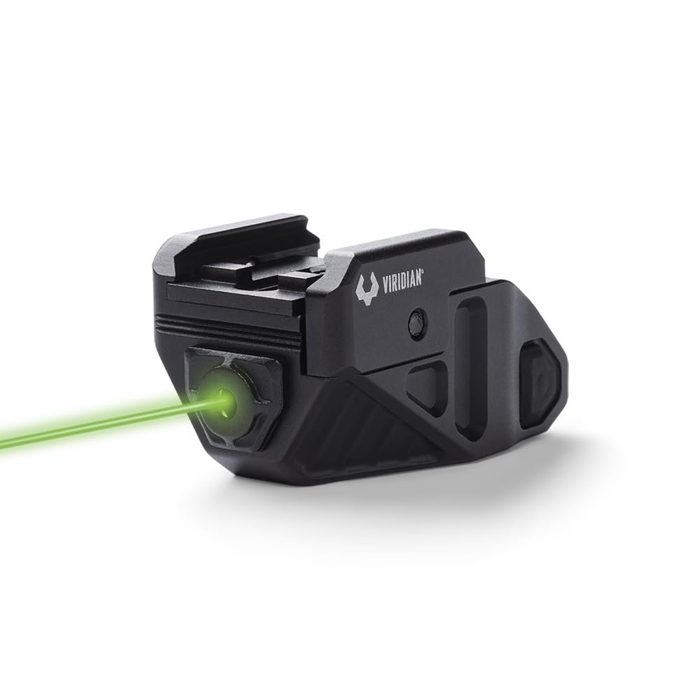 Viridian New C5 Green Laser Sight, Universal Rail Mounted, Gun Sight with Ambidextrous On and Off Switch, Rechargeable, Instant-On, Black