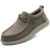 Mens Loafers Casual Silp on Shoes Wide Width Arch Support Comfortable Canvas Boat Shoes for Men Khaki, Size 9.5 view 2