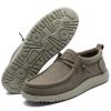 Mens Loafers Casual Silp on Shoes Wide Width Arch Support Comfortable Canvas Boat Shoes for Men Khaki, Size 9.5 view 4