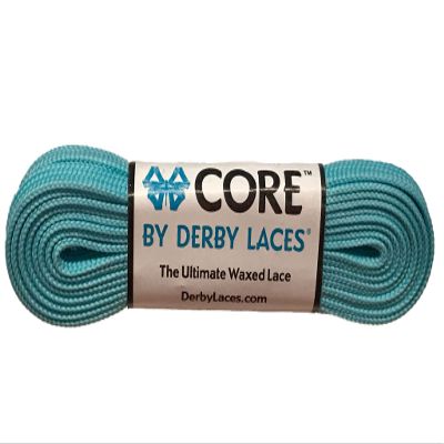 Derby Laces CORE Narrow 6mm Waxed Lace for Figure Skates, Roller Skates, Boots, and Regular Shoes (Aqua Spray Teal, 134 Inch / 340 cm)
