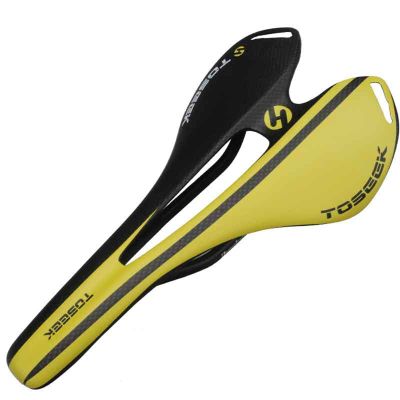 Lightweight Carbon Fiber Bike Saddle Made of Comfortable Memory Foam Comfortable Waterproof Breathable Replacement Bicycle Seat with Ergonomic Zone Concept,Black Yellow