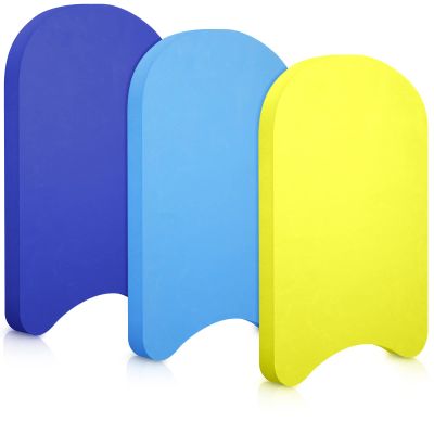 3 Pcs EVA Foam Swimming Kickboard Water Pool Training Swimming Aid Swim Board with Non Slip Edges for Adults Kids Beginner Swimmers Float Exercise Equipment, 3 Colors (Dark Blue, Light Blue, Yellow)