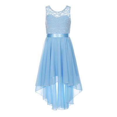 FEESHOW Girls Toddler Kids Flower Chiffon Pleated Bridesmaid Wedding Pageant Party Dress Light Blue A 6 Years