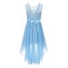 FEESHOW Girls Toddler Kids Flower Chiffon Pleated Bridesmaid Wedding Pageant Party Dress Light Blue A 6 Years view 2