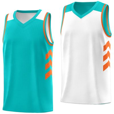 KXK Youth Reversible Basketball Jersey Shirts,Fashion Blank Basketball Jerseys for Kids Aqua/White