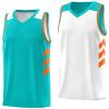 KXK Youth Reversible Basketball Jersey Shirts,Fashion Blank Basketball Jerseys for Kids Aqua/White view 1