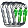 SEPEAK UIAA CE 30kN Locking Climbing Carabiner, Professional Heavy Duty Screwgate Clip for Outdoor Climbing, Mountaineering, Rappelling, Camping, Hiking, Swing, Large D Carabiner Hook/6744lb,3pc,Green view 1