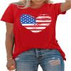 American Flag Heart Shirts for Women 4th of July T-Shirt Graphic Patriot Tee USA Flag Shirt Tops view 1