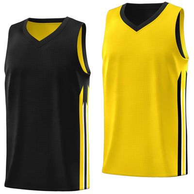 KXK Youth Reversible Basketball Jersey Shirts,Fashion Blank Basketball Jerseys for Kids Yellow/Black