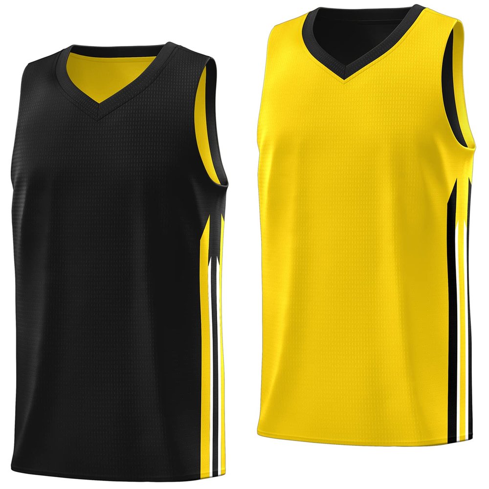 KXK Youth Reversible Basketball Jersey Shirts,Fashion Blank Basketball Jerseys for Kids Yellow/Black