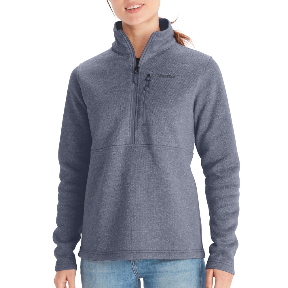 MARMOT Women's Drop Line 1/2 Zip Fleece Pullover Jacket, Steel Onyx, Large