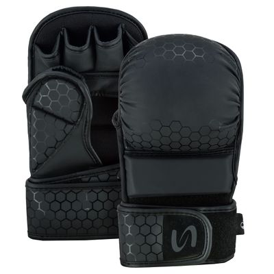 PFG Ultimate Series MMA Sparring Gloves - Boxing MMA Muay Thai Bag Work (All Black, Large-XLarge)