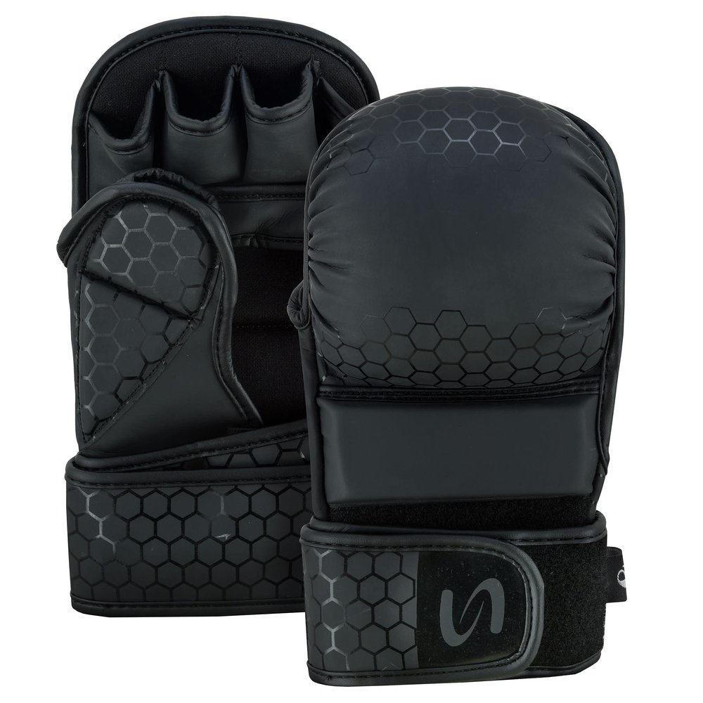 PFG Ultimate Series MMA Sparring Gloves - Boxing MMA Muay Thai Bag Work (All Black, Large-XLarge)