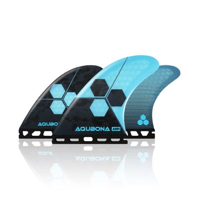 AQUBONA Honeycomb Fiberglass Performance Surfboard Fins Thruster (3 Fins) Single Tab with Fin Bag, Key and Screws.