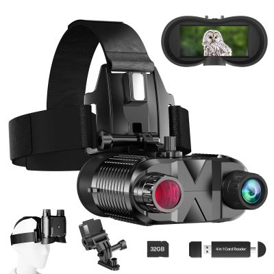 AILNJUC Head-Mounted Night Vision Goggles - Hands Free Rechargeable 1312FT Digital Infrared Night Vision Binoculars for Adults,8xDigital Zoom,Compatible with Fast MICH Helmet,Military Tactical Hunting