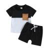 YINGISFITM Baby Boy Shorts Set Short Sleeve Tshirt Top Shorts Pants Cute Boy Summer Outfit Toddler Infant Clothes (block black,18-24 Months) view 1