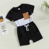 YINGISFITM Baby Boy Shorts Set Short Sleeve Tshirt Top Shorts Pants Cute Boy Summer Outfit Toddler Infant Clothes (block black,18-24 Months) view 2