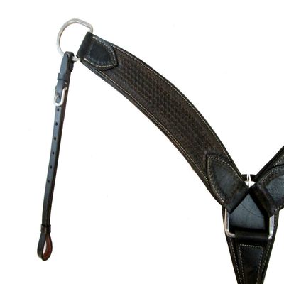 Leather Breast Collar Western Horse Barrel Roping Breastplate Trail Pleasure Tooled Black Breastcollar