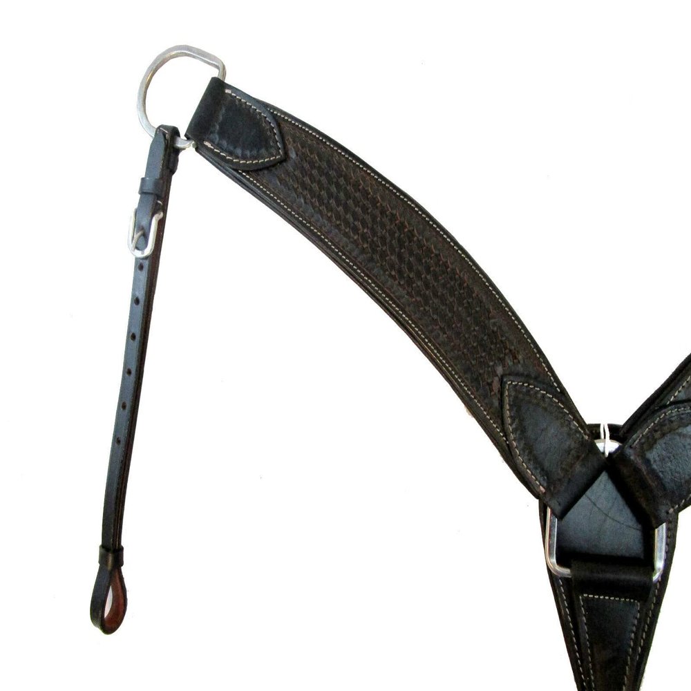 Leather Breast Collar Western Horse Barrel Roping Breastplate Trail Pleasure Tooled Black Breastcollar
