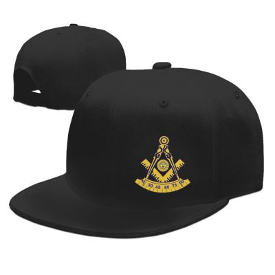 Rqwaaed Freemason Past Master Hats for Men and Women Flat Bill Baseball Cap Adult Adjustable Trucker Black