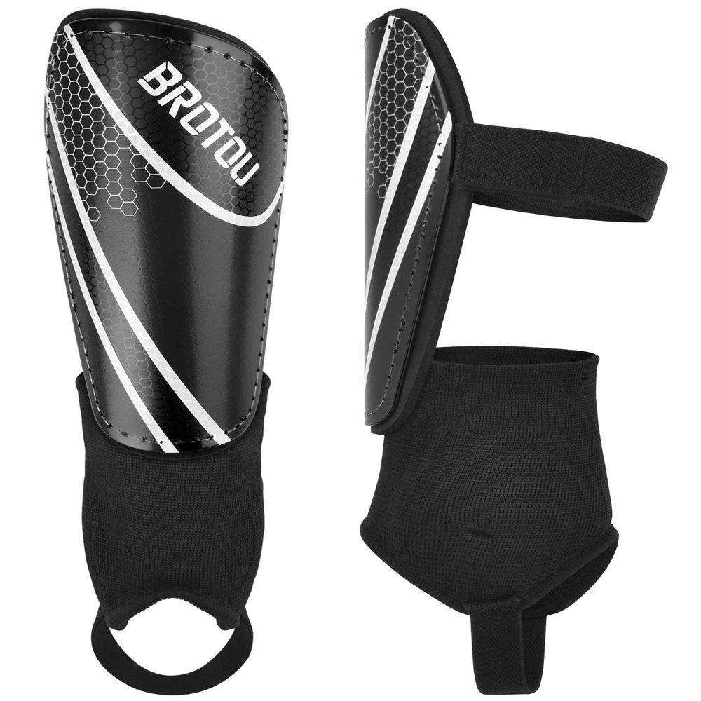 BROTOU Shin Guards Soccer Youth, Soccer Shin Guards for Kids 3-15, Light Weight Adjustable Straps Shin Pads Protection Equipment with Ankle and Leg Calf Protection