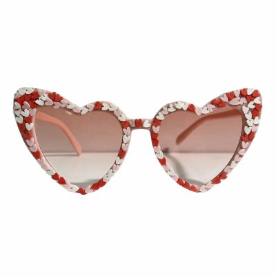 helena Vintage Snowflake Heart Shaped Sunglasses Women Stylish Love Eyeglasses (pink)