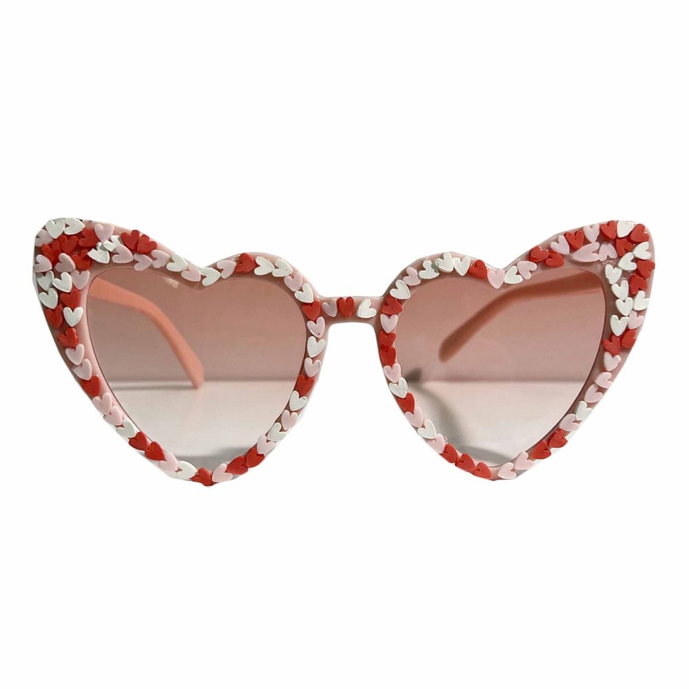 helena Vintage Snowflake Heart Shaped Sunglasses Women Stylish Love Eyeglasses (pink)