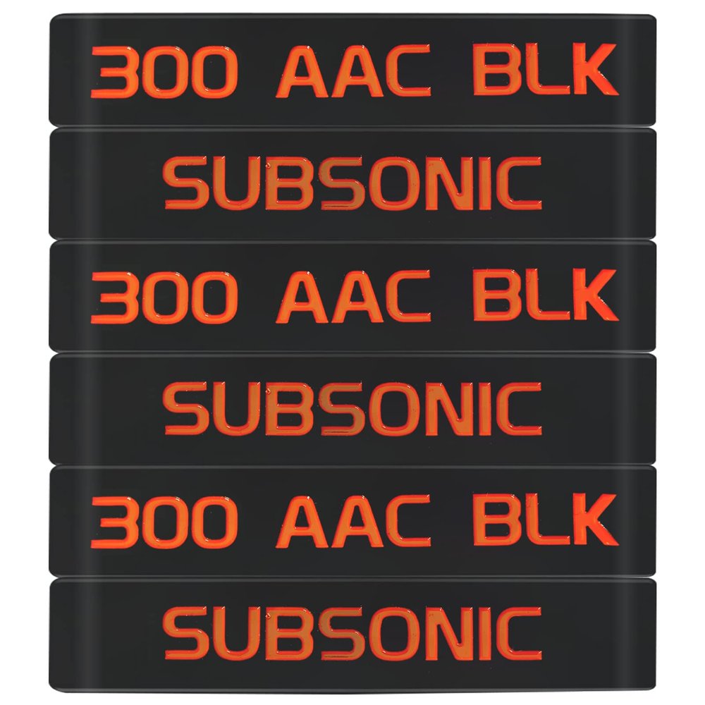 Aolamegs 300 Blackout Subsonic Magazine Marking Band, 6 Pack 300 BLK Subsonic Magazine Caliber Bands (Black-Orange)