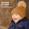 2-Pack Baby Hats for Girls, Boys - Stretchy Baby Beanies, Cute Newborn & Toddler Winter Hat, Soft & Warm Pom Pom Beanie for Infant, Toddler, Boys, Girls 6-36 Months (Blast, M) view 3