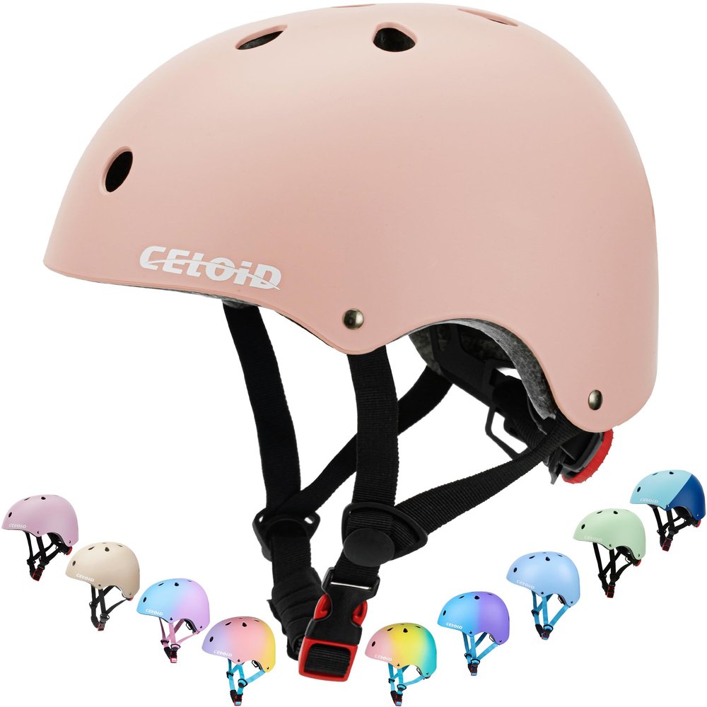 CELOID Kids Bike Helmet,Toddler Skateboard Helmets for Ages 10-12-14 Years Boys Girls,Adjustable Multi-Sport Bicycle Skateboarding Roller Scooter Balance Bike Helmet,Light Pink