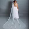 Unsutuo Bride Wedding Veil 1 Tier Cathedral Veil Bridal Tulle Veil with Comb Drop Veil for Women and Girls (59" W,118" L Ivory) view 3