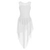 ACSUSS Kids Girls Ballet Dress High-Low Tutu Sleeveless Tank Leotard Lyrical Contemporary Modern Dance Costume White 8-10 Years view 1