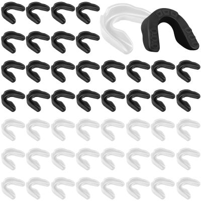 Frienda 50 Pcs Football Mouth Guards Bulk Youth Football Mouthpiece Sport Athletic Mouthguard Gum Teeth Guard for Hockey Karate Basketball Boxing Basketball Rugby(White, Black)