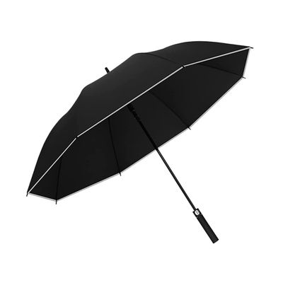 ZAEGO Umbrellas for Rain Reflective Stripe Semi-Automatic Umbrella Rain Women Men Business Windproof Umbrellas Long Handle for Family Travel Umbrellas for Rain Windproof (Color : Black, Size : 150cm)