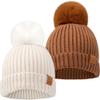 KeaBabies 2-Pack Baby Hats for Girls, Boys - Stretchy Baby Beanies, Cute Newborn & Toddler Winter Hat, Soft & Warm Pom Pom Beanie for Infant, Toddler, Boys, Girls 6-36 Months (Rust, M) view 1