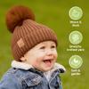 KeaBabies 2-Pack Baby Hats for Girls, Boys - Stretchy Baby Beanies, Cute Newborn & Toddler Winter Hat, Soft & Warm Pom Pom Beanie for Infant, Toddler, Boys, Girls 6-36 Months (Rust, M) view 4