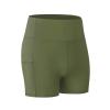XUNRYAN Womens Sports Workout Yoga Shorts High Waist Active Gym Stretchy Compression Seamless Quick Dry Shorts with Pockets Army Green view 1