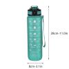32oz Leakproof Motivational Sports Water Bottle with Straw & Time Marker, Flip Top Durable BPA Free, Non-Toxic Frosted Bottle with Carry Handle for Travel, Office, School, Gym and Workout (green) view 3