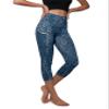 ODODOS Women's High Waisted Pattern Yoga Capri Leggings with Pockets, Tummy Control Non See Through Sports Athletic Workout Running Capris, Blue Leopard, Medium view 1