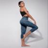 ODODOS Women's High Waisted Pattern Yoga Capri Leggings with Pockets, Tummy Control Non See Through Sports Athletic Workout Running Capris, Blue Leopard, Medium view 4