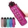 32oz Leakproof Motivational Sports Water Bottle with Straw & Time Marker, Flip Top Durable BPA Free, Non-Toxic Frosted Bottle with Carry Handle for Travel, Office, School, Gym and Workout (hot pink) view 1