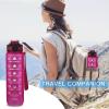 32oz Leakproof Motivational Sports Water Bottle with Straw & Time Marker, Flip Top Durable BPA Free, Non-Toxic Frosted Bottle with Carry Handle for Travel, Office, School, Gym and Workout (hot pink) view 2